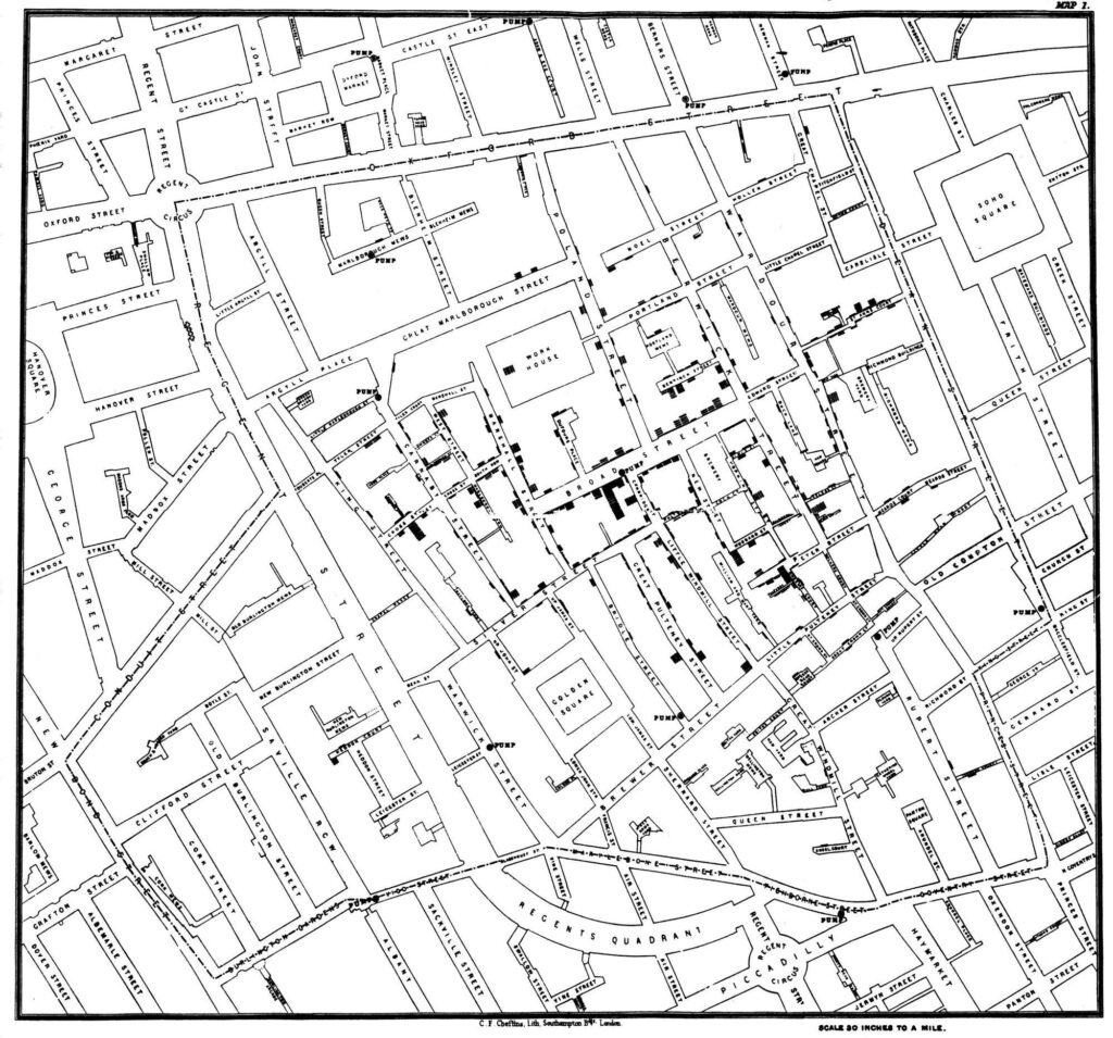 Map on Broad Street in 1854